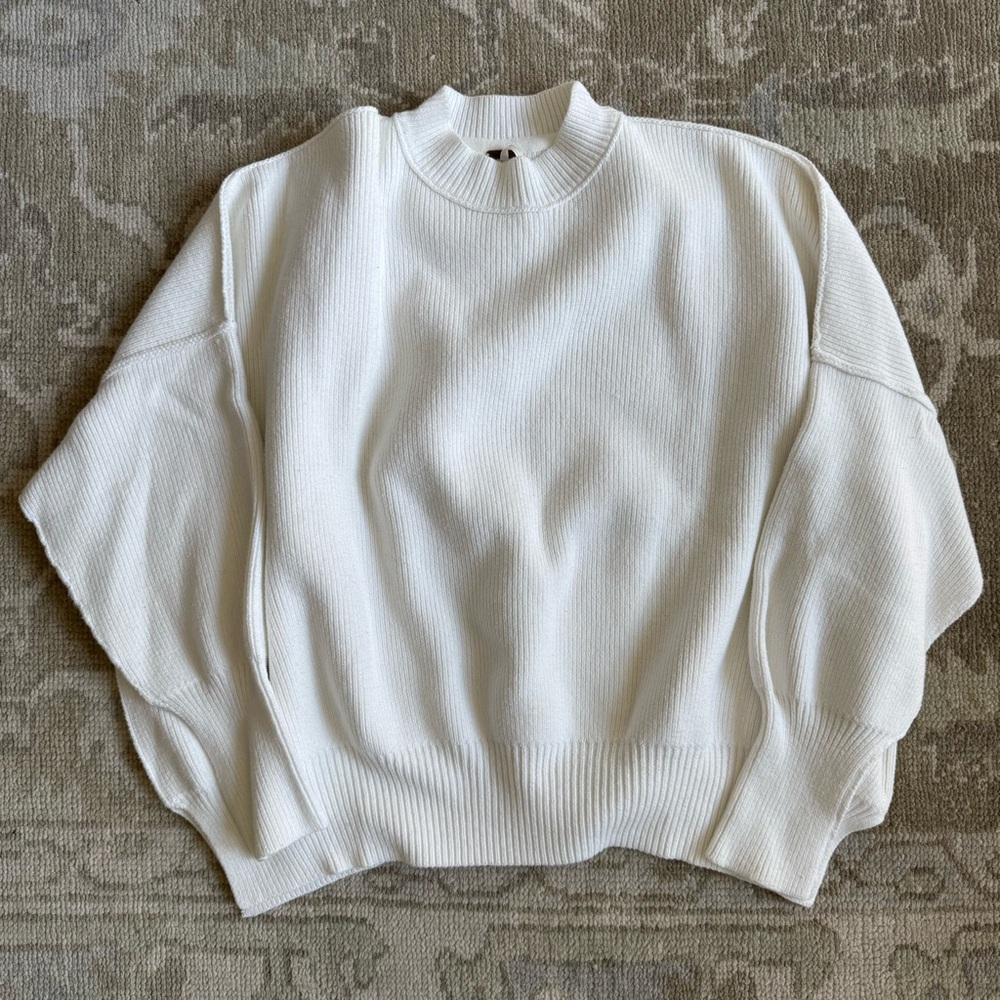 Free People White Crewneck Sweater